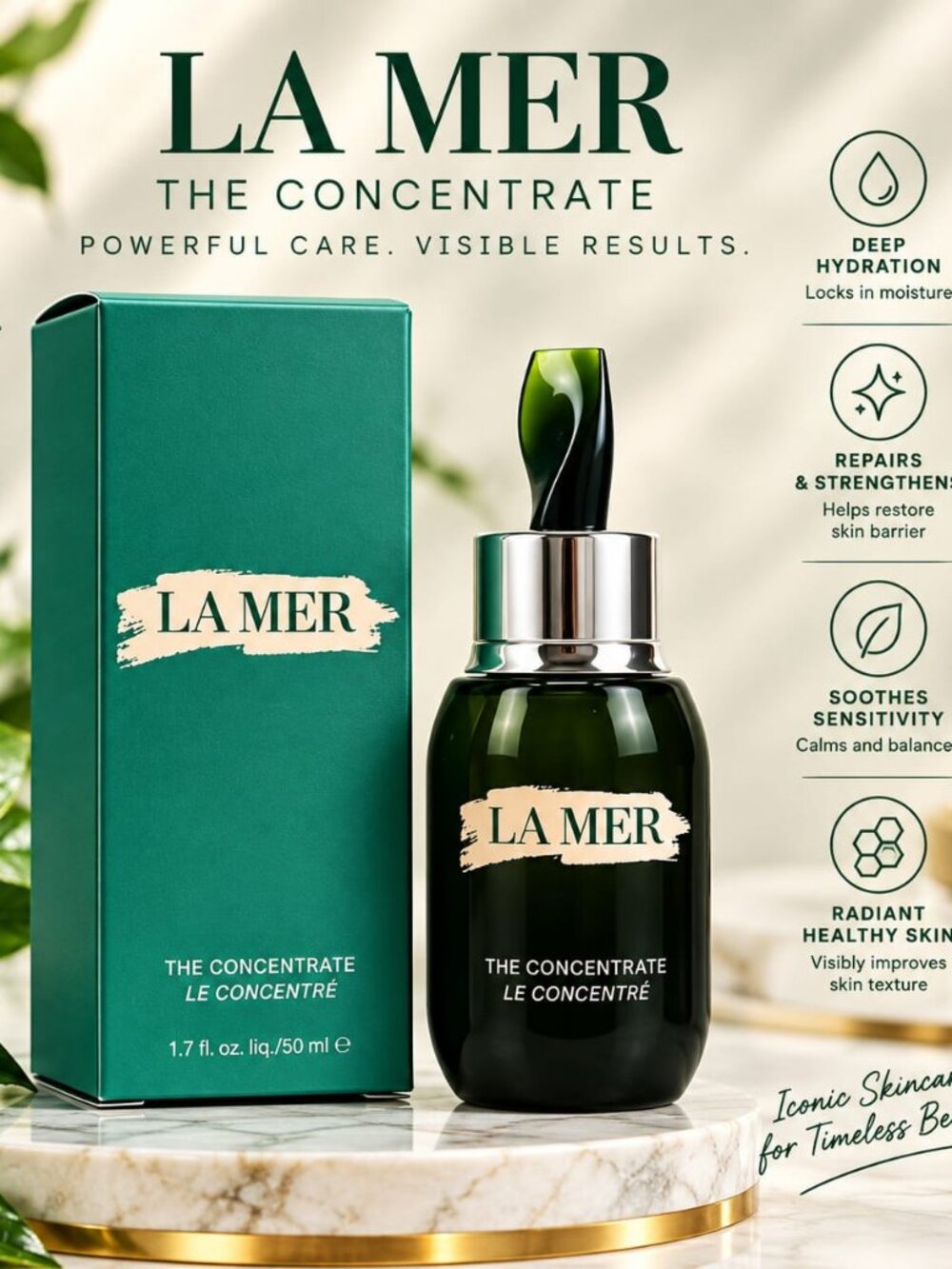 LaMer The Concentrate 1.7 oz 50ml Luxury Face Serum Treatment Hydrating Skincare